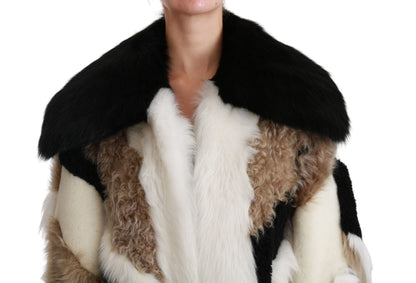 Dolce & Gabbana Elegant Multicolor Shearling Cape Coat