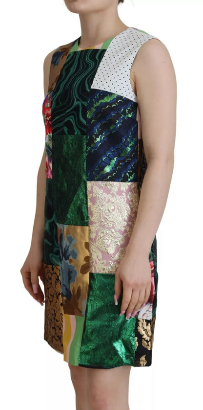 Dolce & Gabbana Multicolor Jacquard Patchwork Shift Mini Dress