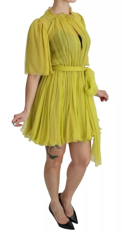 Dolce & Gabbana Yellow Shift A-line Silk Gown Dress